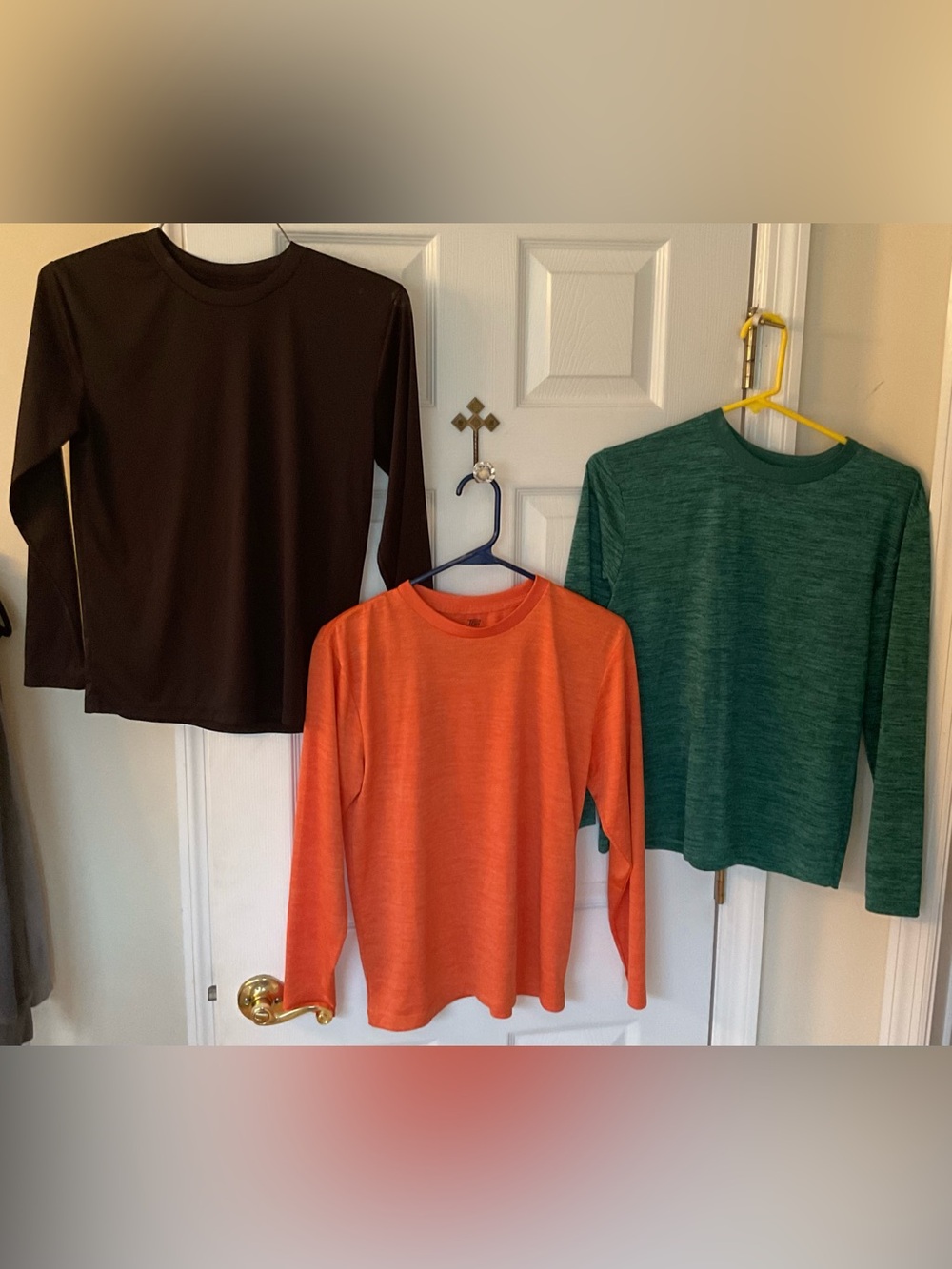 Lot Of 3 Tek Gear Youth Large Black, Orange, Green Long Sleeve Crew Neck Top